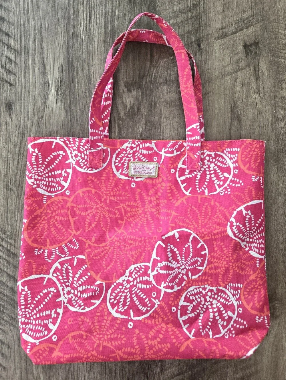 Lilly Pulitzer For Estee Lauder Pink Sand Dollar Reusable Tote Beach Bag *Flaw*